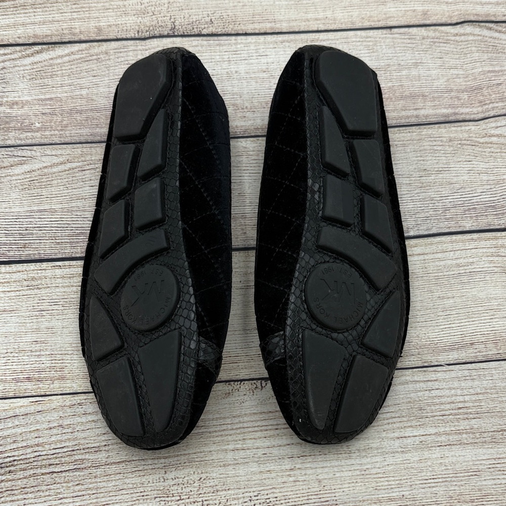 MICHAEL Michael Kors Black Flats with Gold Logo - Picture 4 of 5